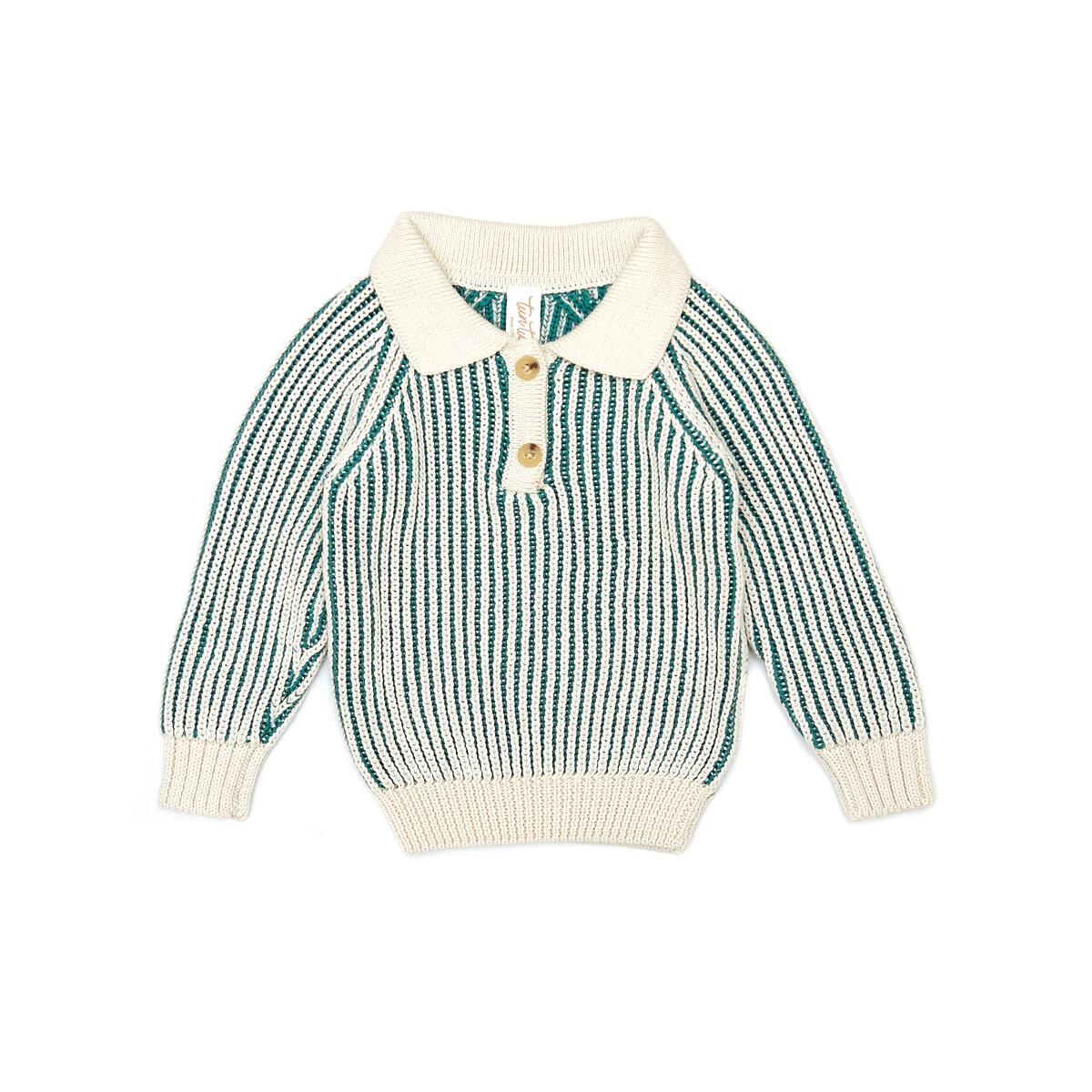 Spruce Green & Natural Henry Knitted Polo