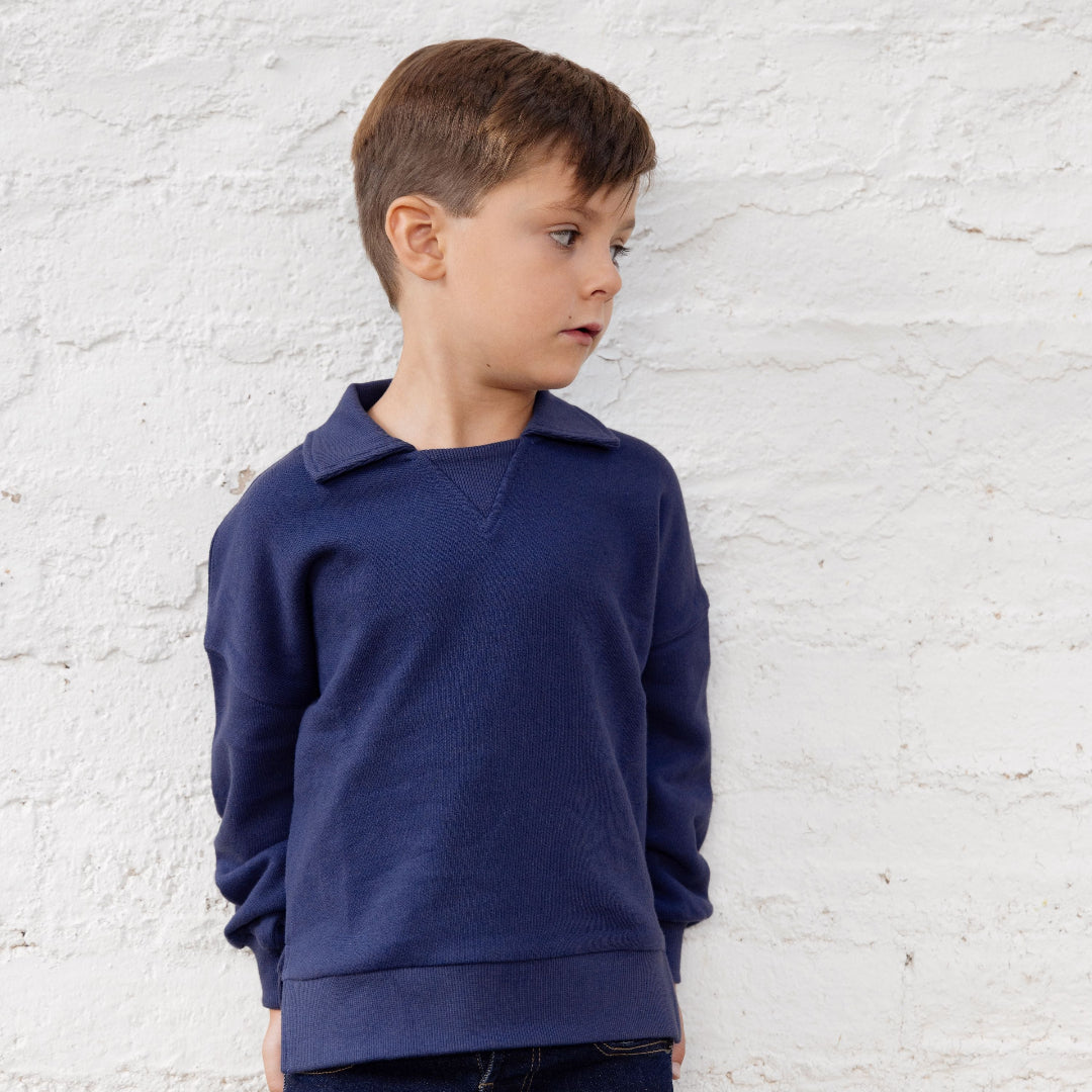 Washed Blue Polo Sweatshirt