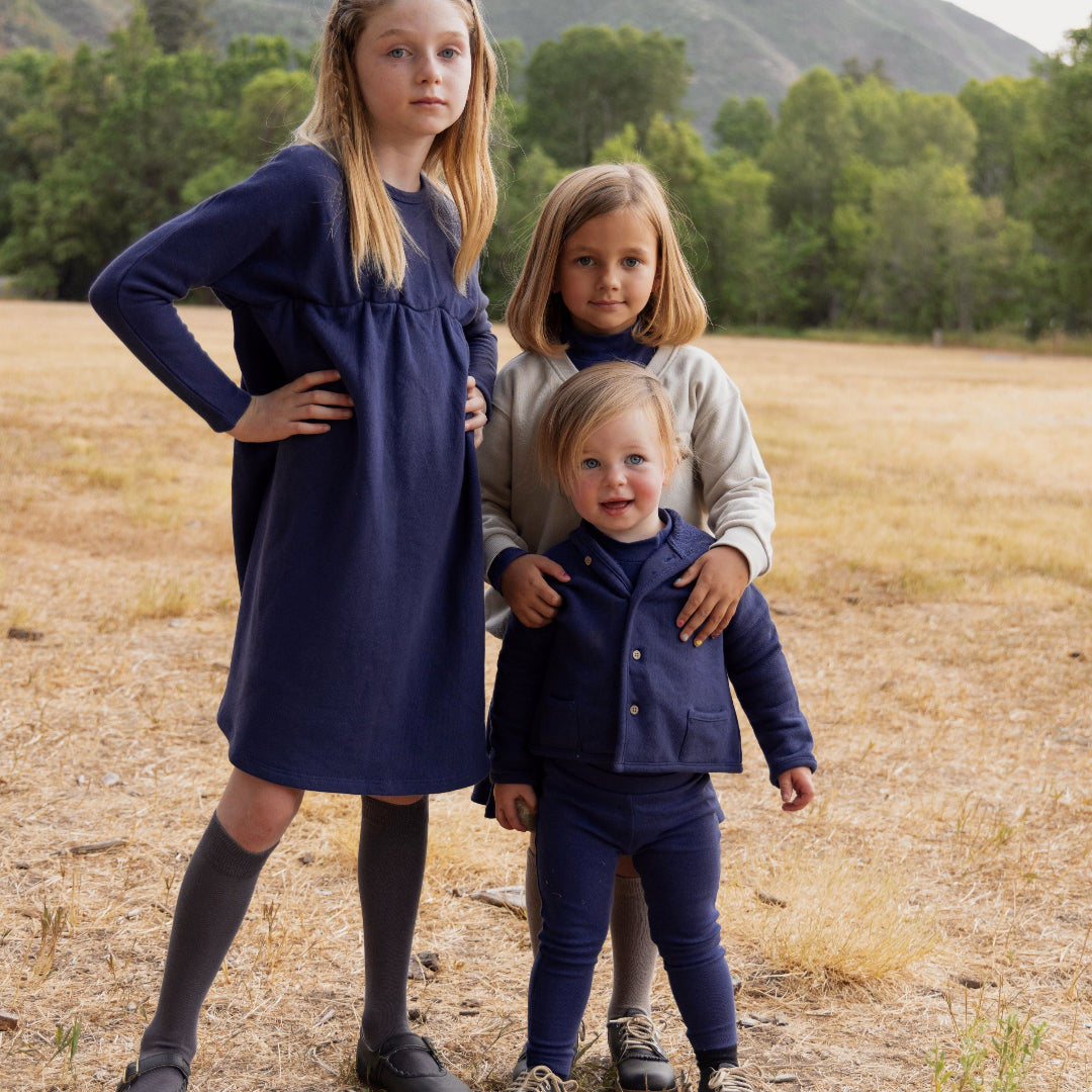 Washed Blue Hooded Cardigan Set