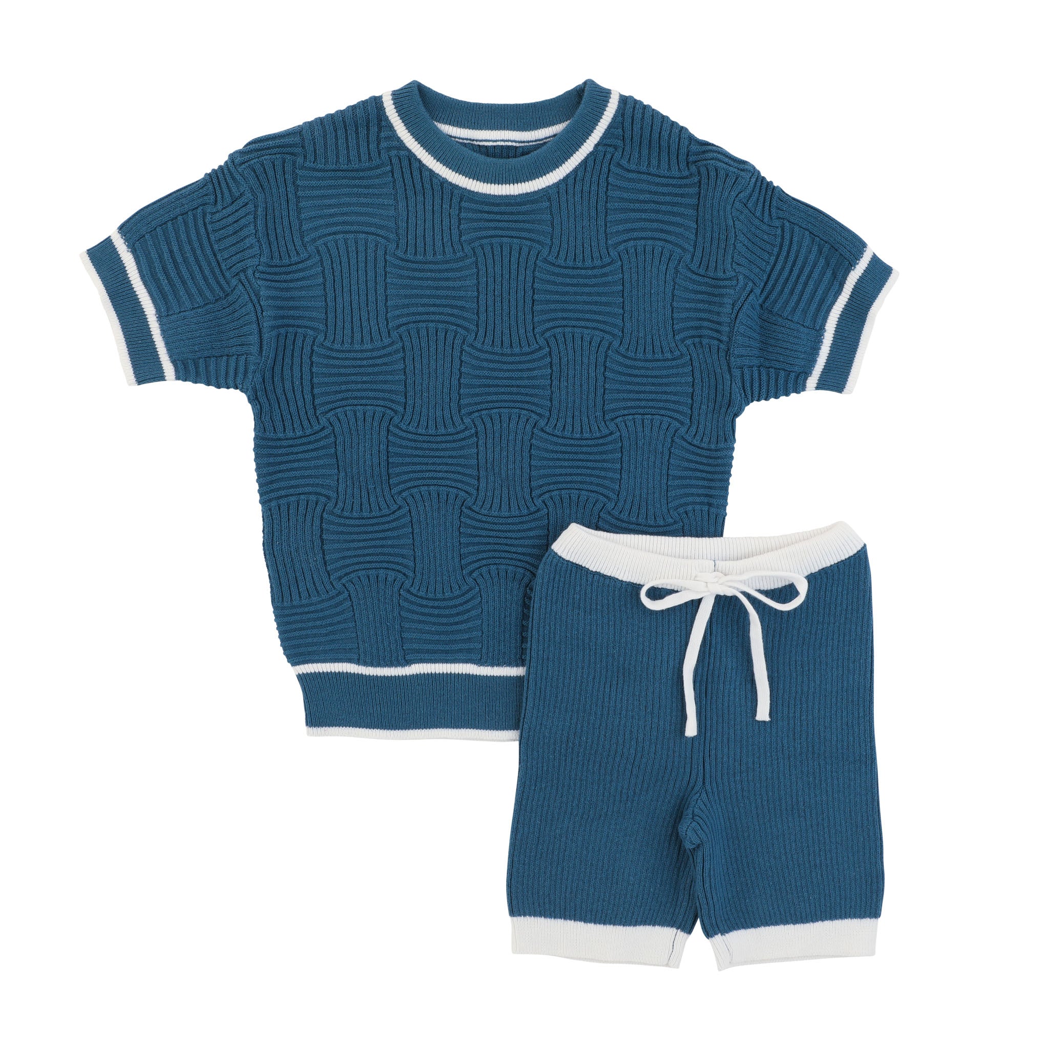 Blue Knit Square Baby Set