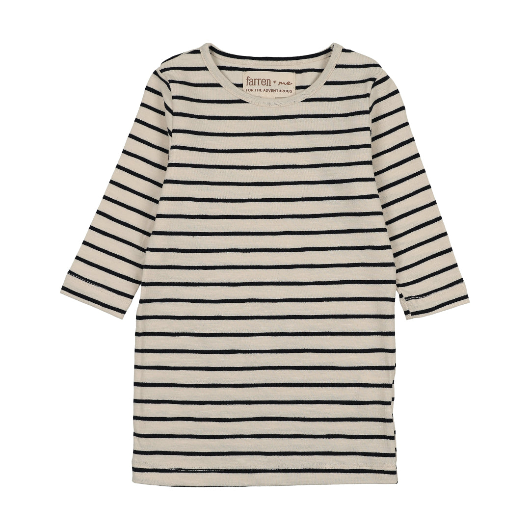 Navy Striped 3/4 Sleeve T-Shirt