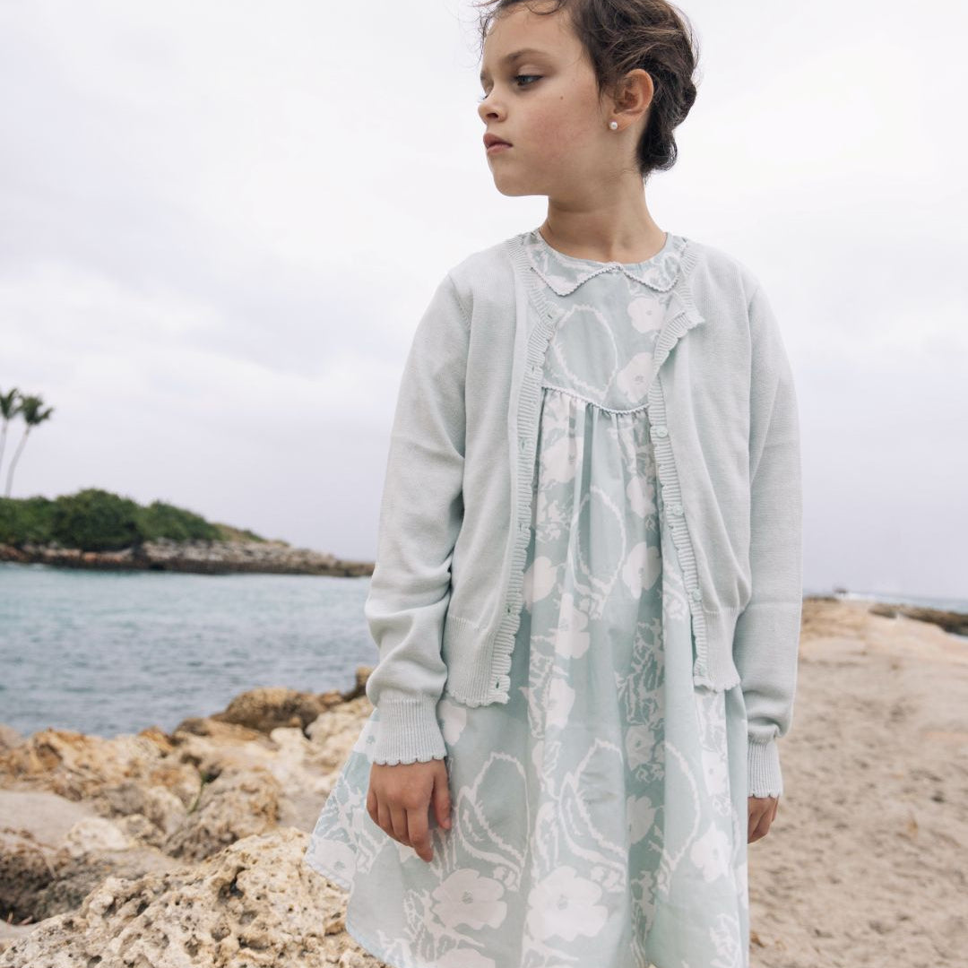 Floral Print Stitched Down Collar L/S Dress