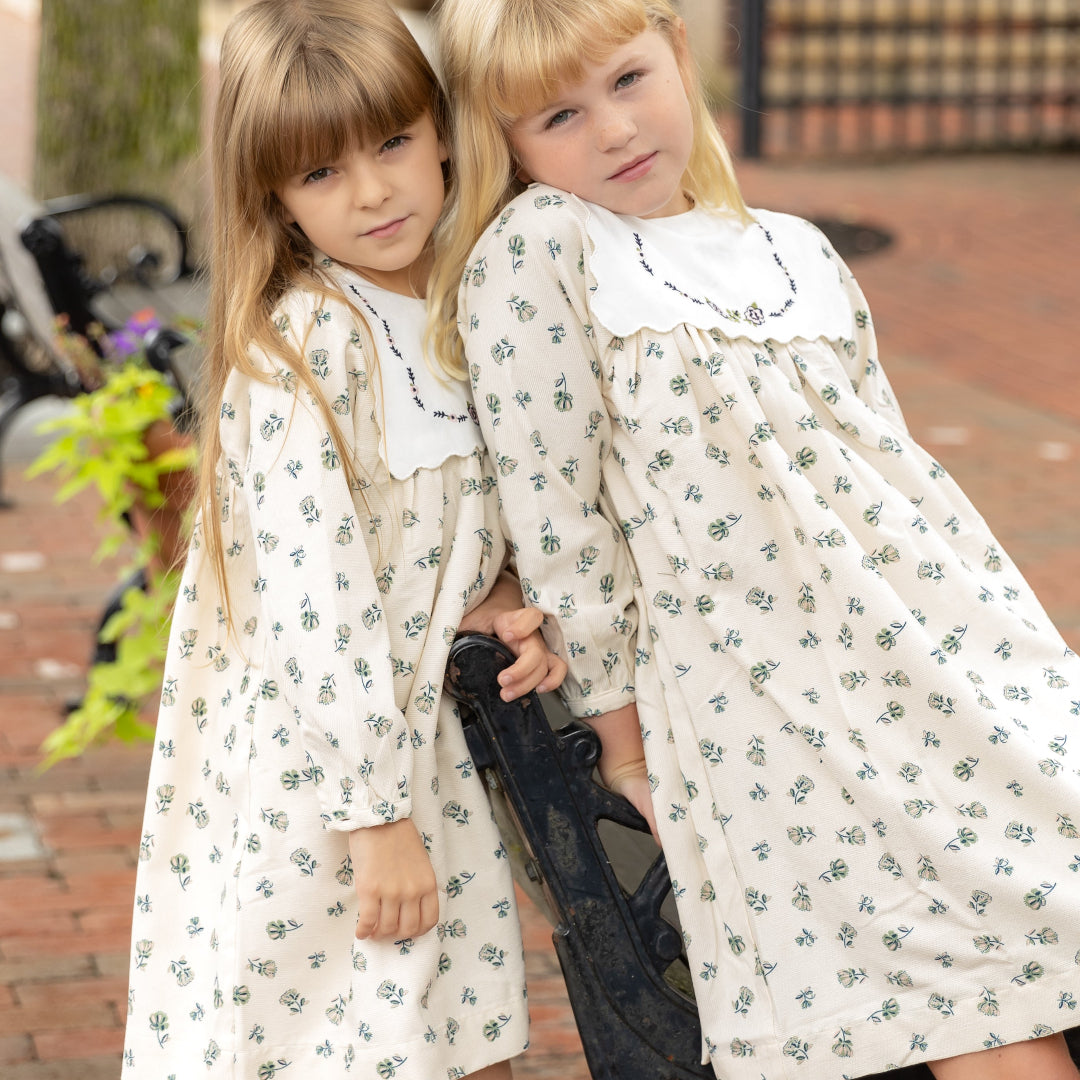 Corduroy Cream Floral Dress
