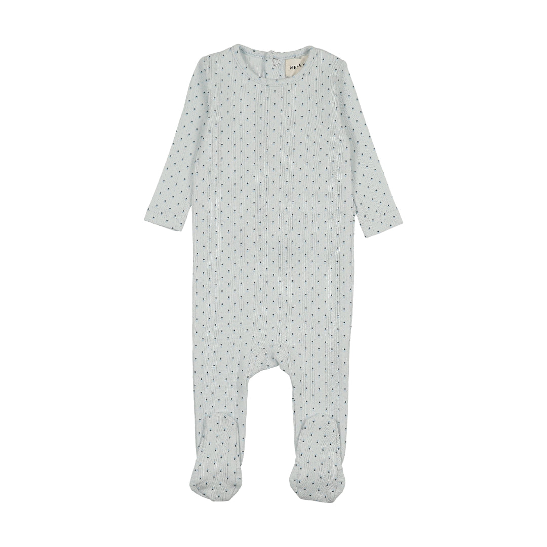 Blue Tulip Print Pointelle Footie