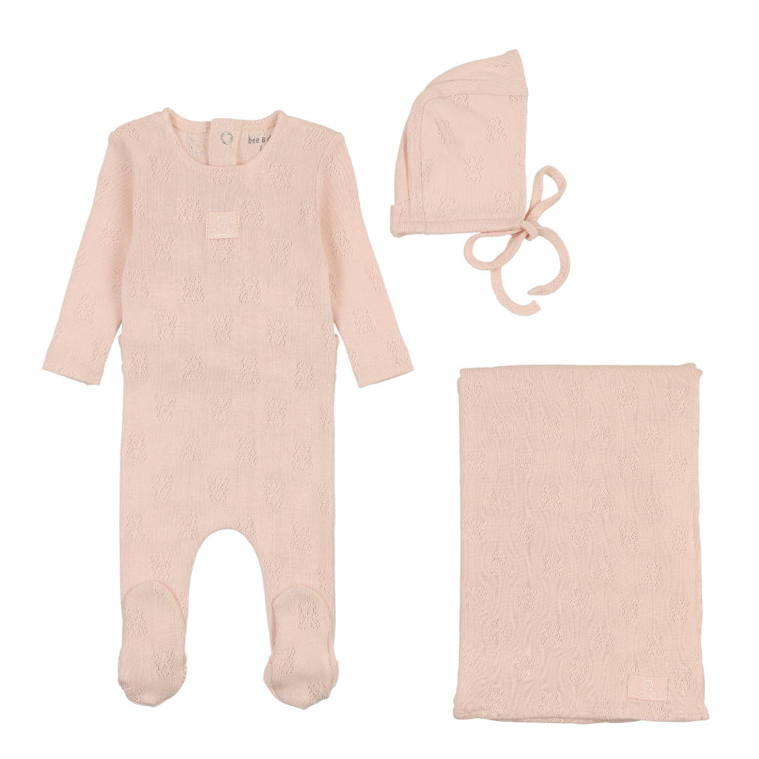 Champagne Pink Petit Ourse Pointelle Layette Set