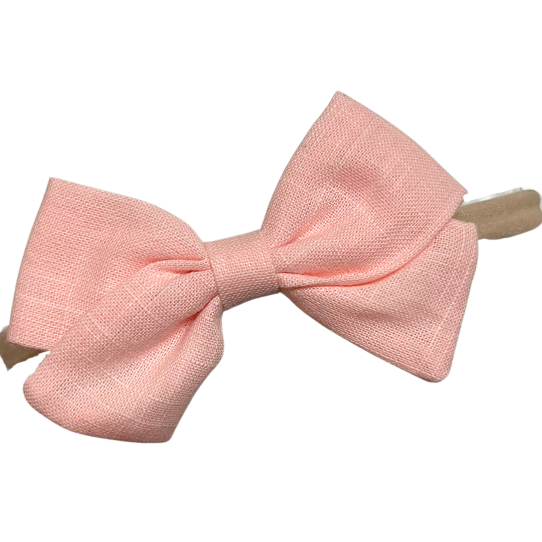 Soft Coral Gauze Bow Mini Ella Baby Band