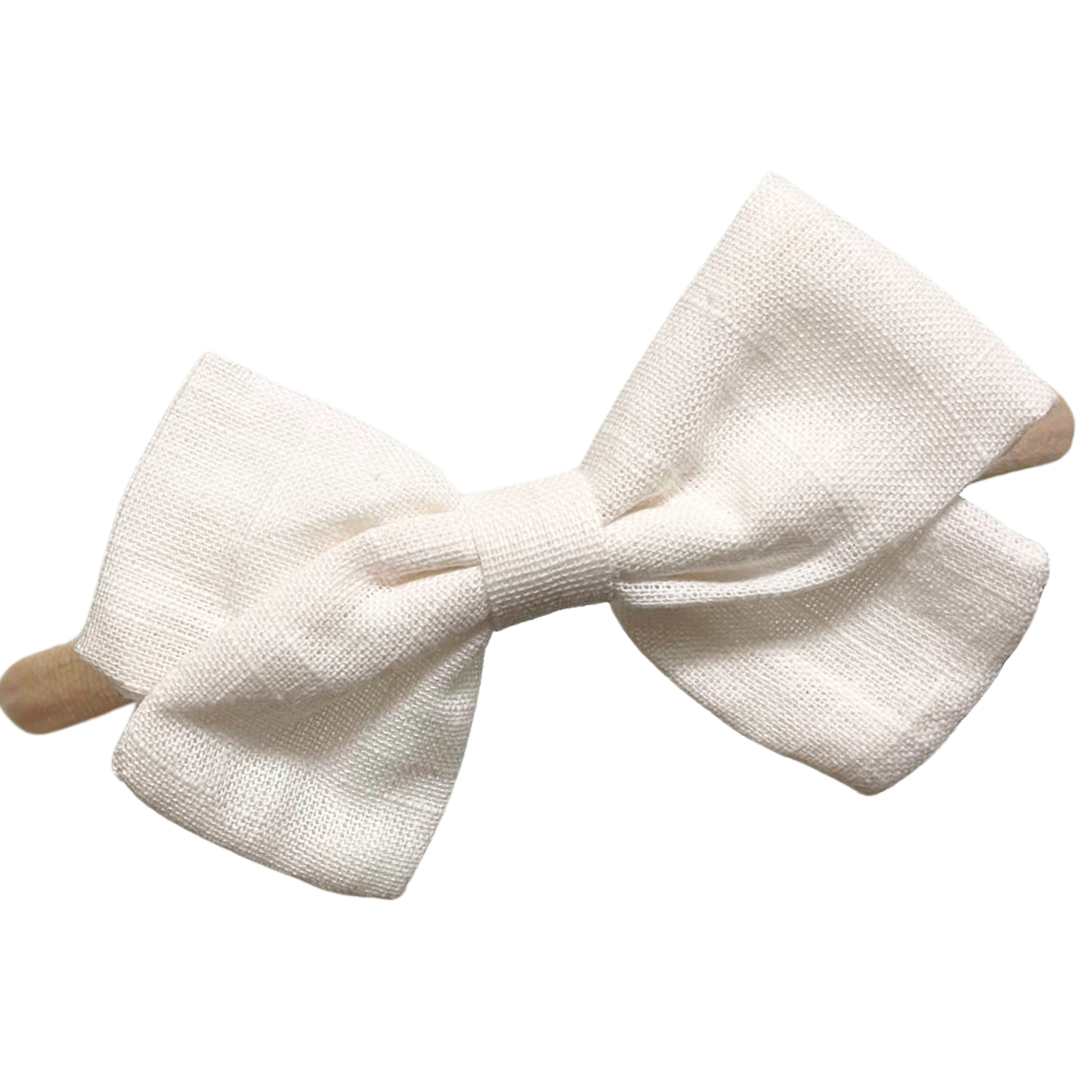 Ivory Gauze Bow Mini Ella Baby Band