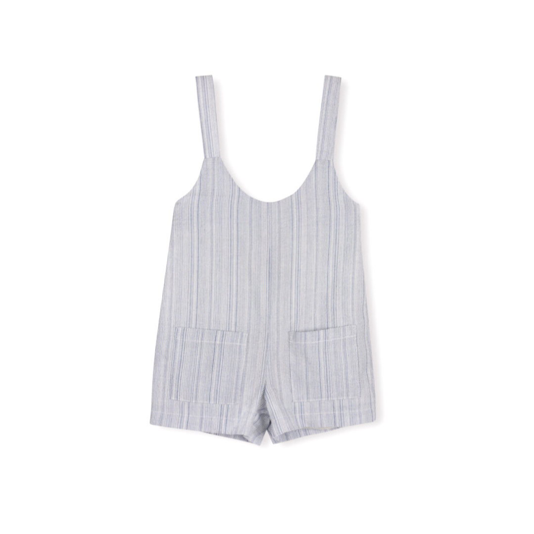 Stripe Linen Boy Romper