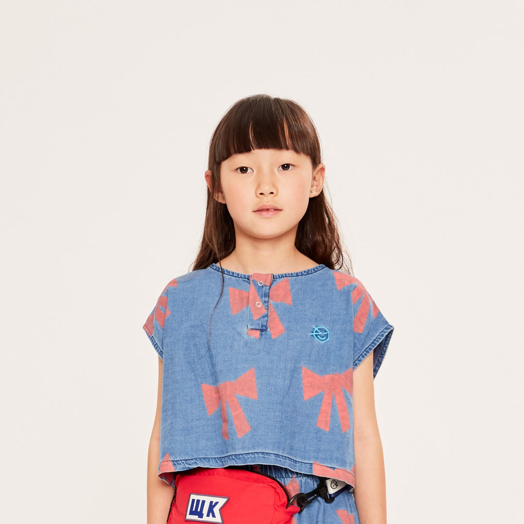 Twill Denim Vela Bow Top