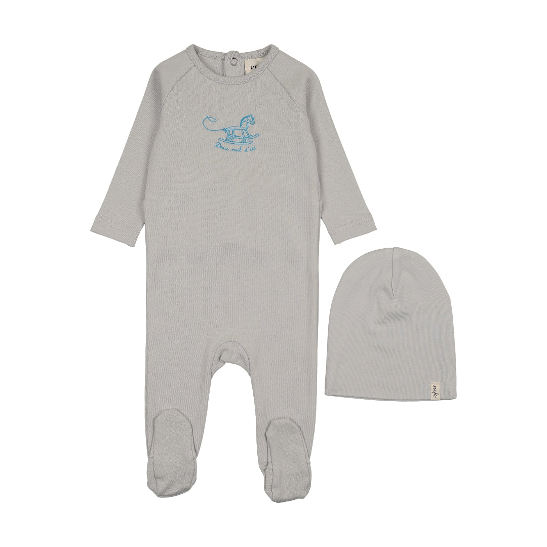 Grey Dawn Horse Rocker Footie + Bonnet