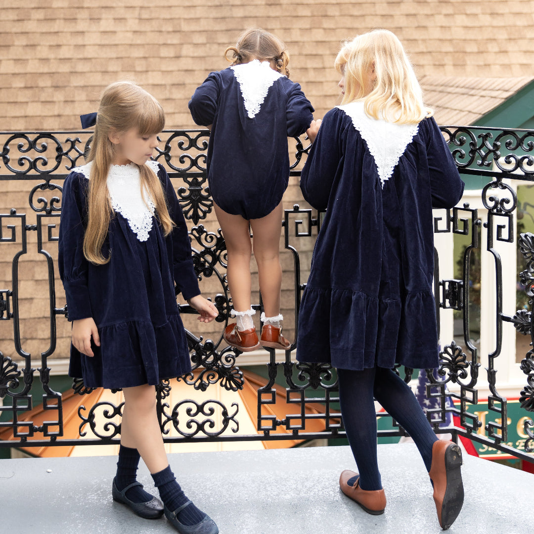 Navy Corduroy Lace Dress