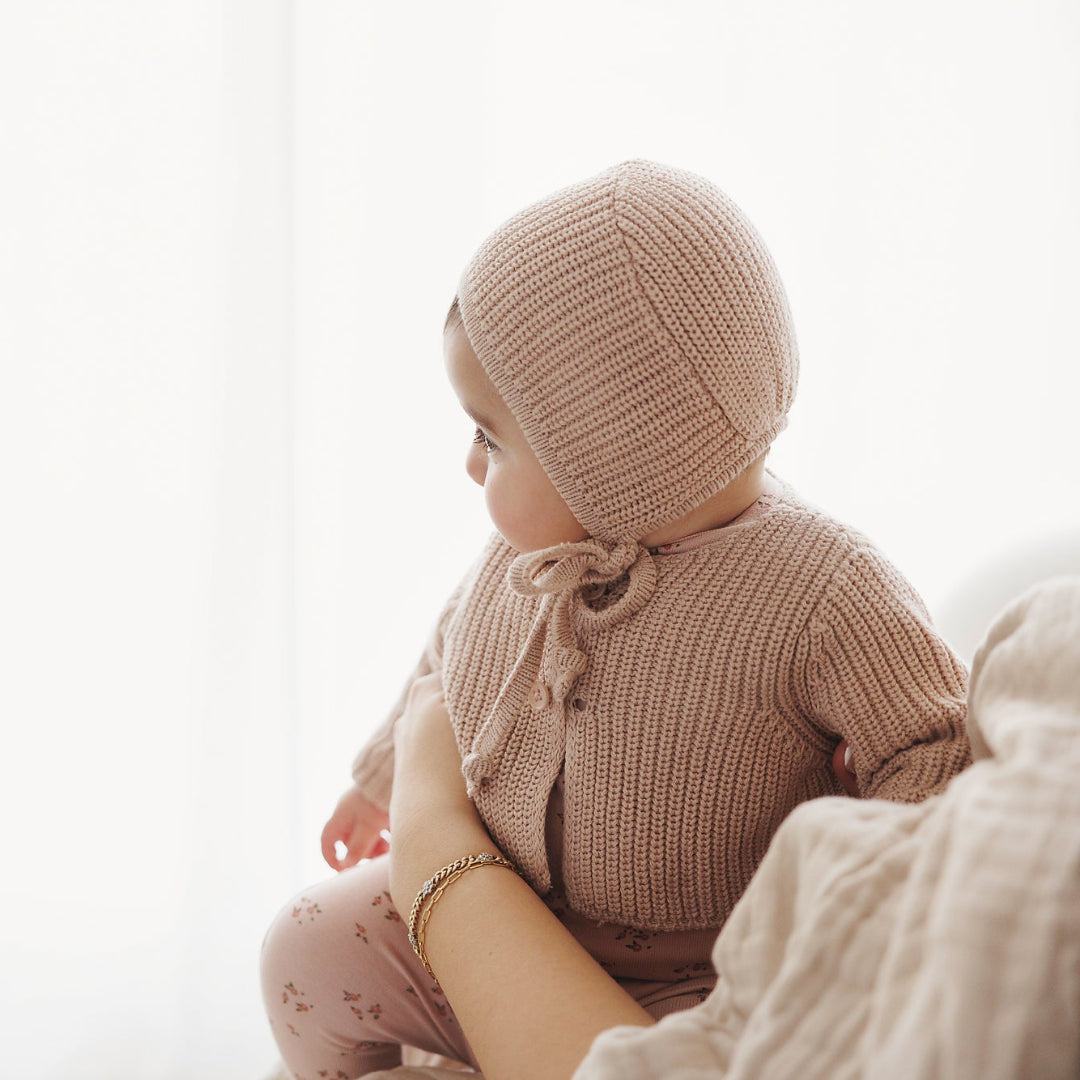 Blush Chunky Knit Bonnet