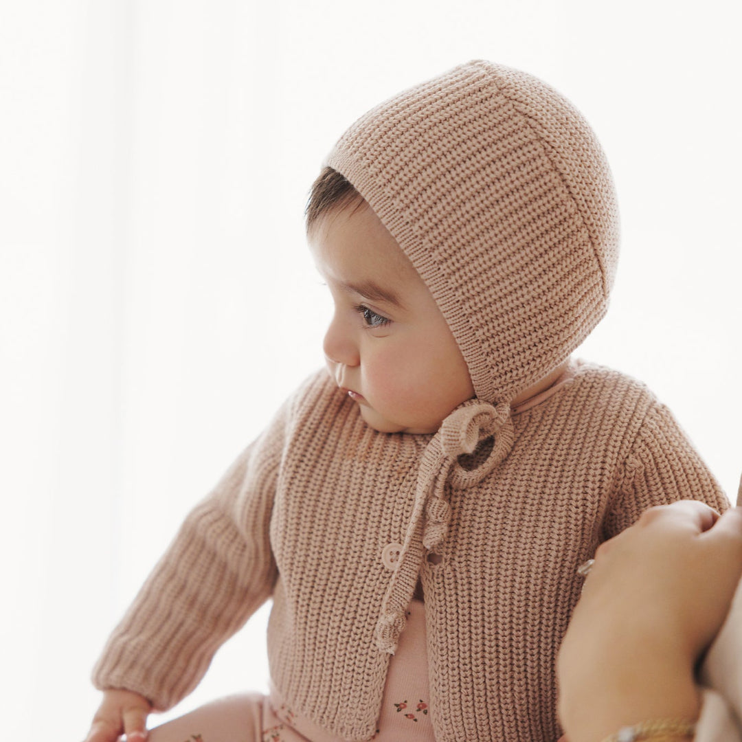 Blush Chunky Knit Bonnet
