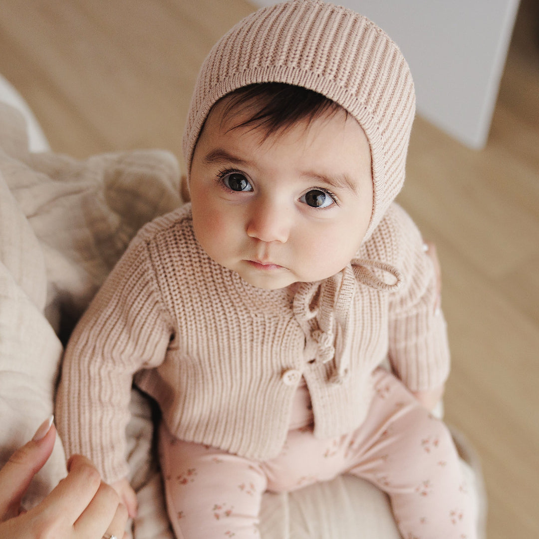 Blush Chunky Knit Bonnet