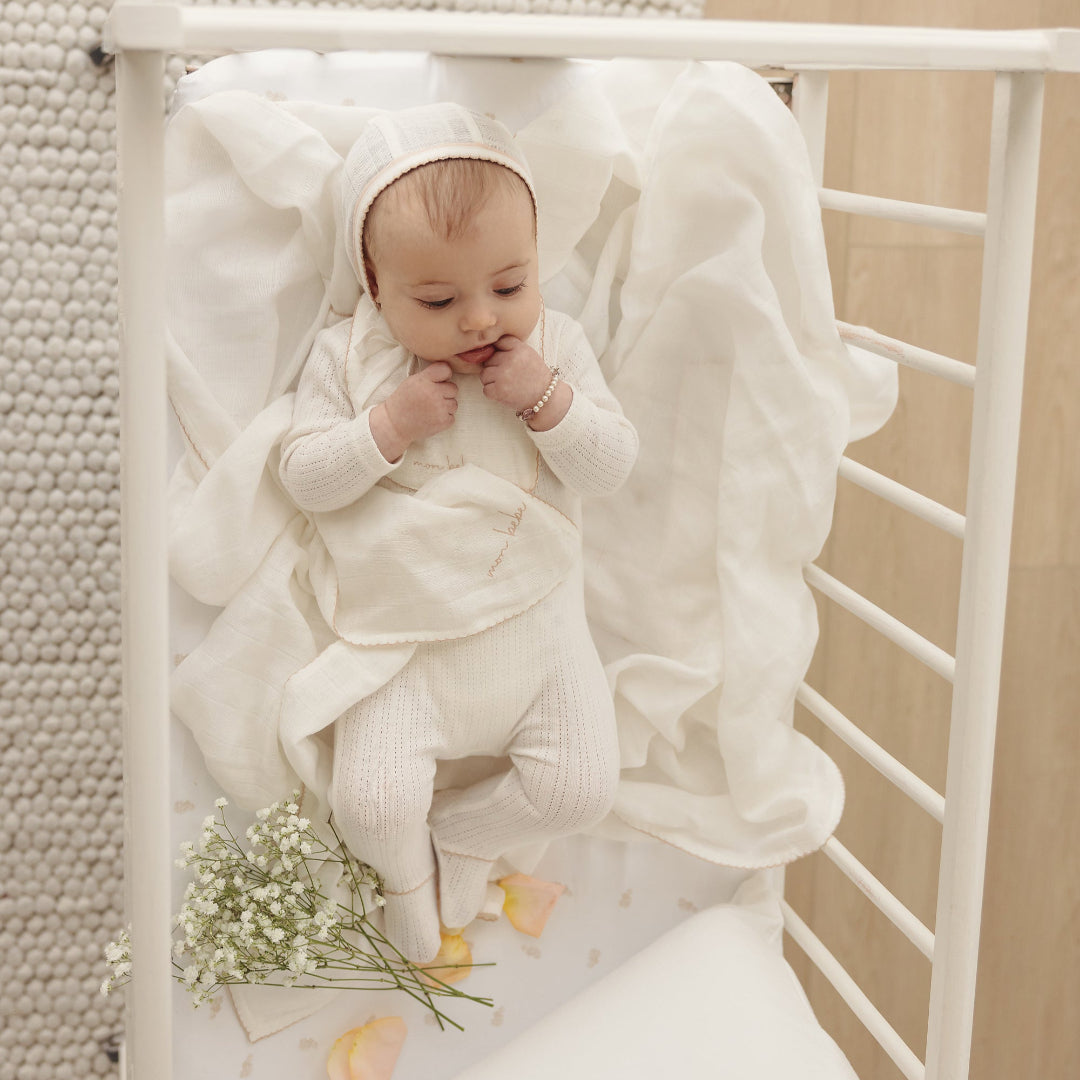 Winter White/ Blush Edged Collar Footie Set