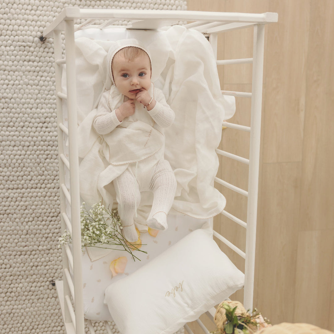 Winter White/ Blush Edged Collar Footie Set