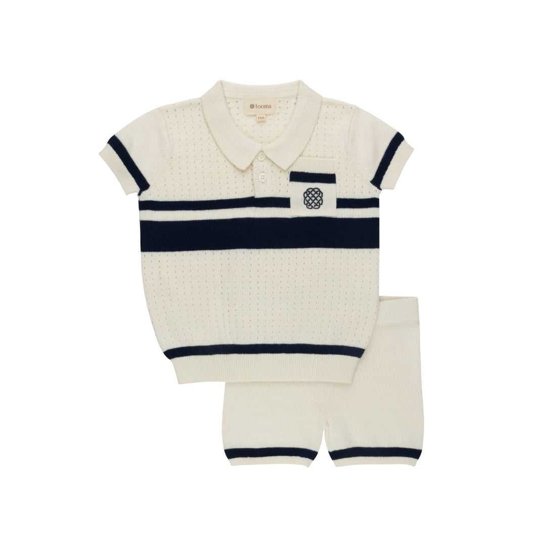 Ivory/Navy Mesh Knit Collection Boys 2Pc Set