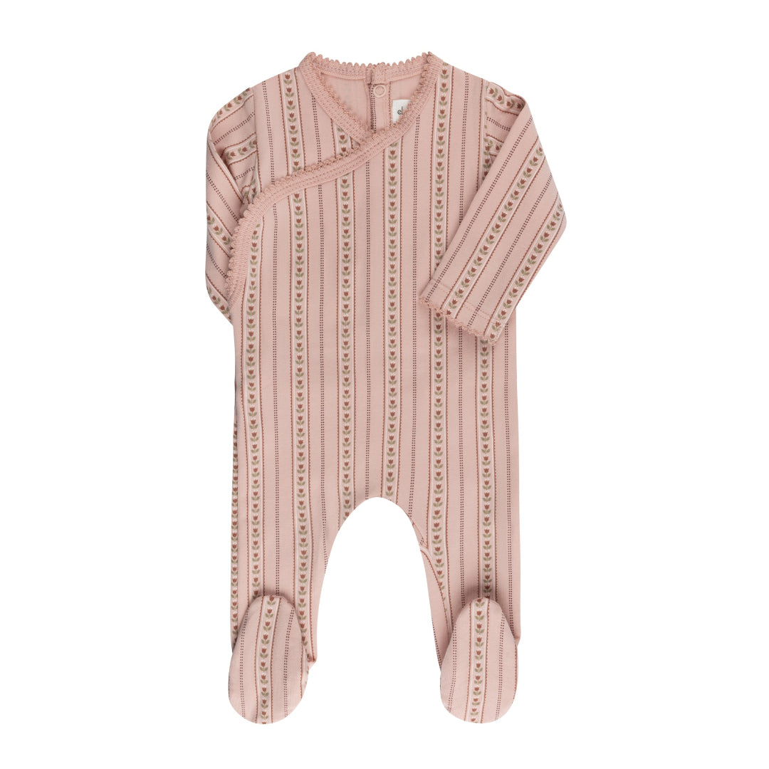 Pink Jersey Cotton Linear Tulip Footie