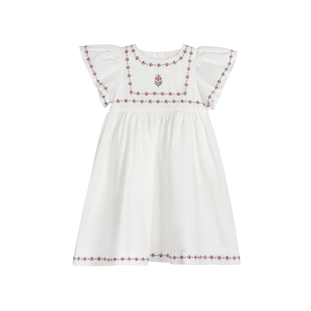 Ivory Embroidered Trim Collection S/S Dress