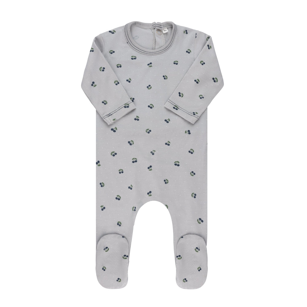 Blue Modal Cherry Print Collection Footie
