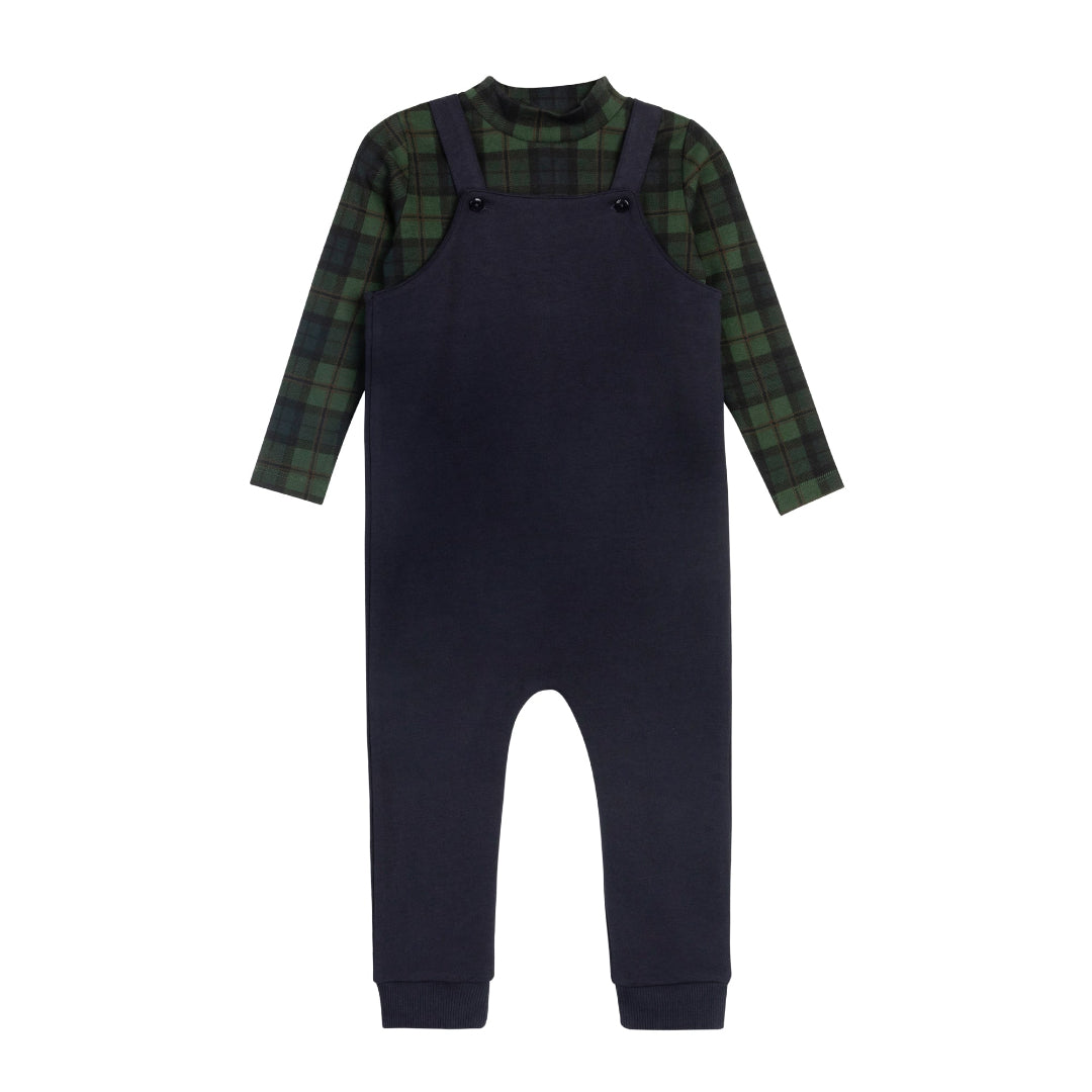 Navy French Terry Scottish Collection Body Suit + Overalls