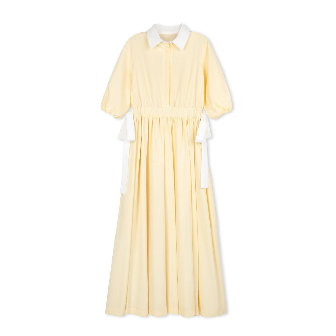 Teen Yellow Side Tie Midi