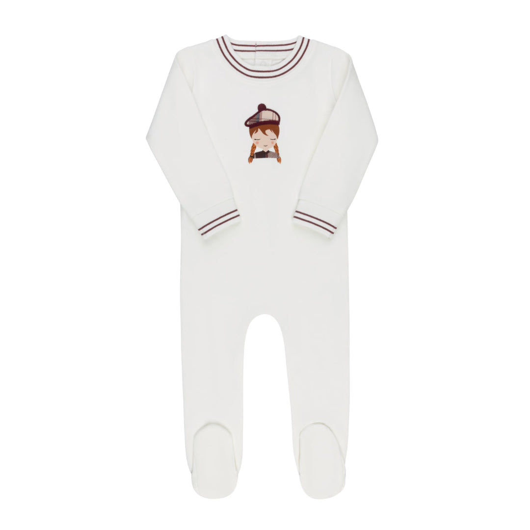 Ivory Pink French Terry Scottish Collection Footie
