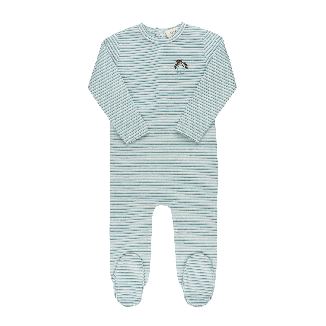 Blue Metallic Striped Footie