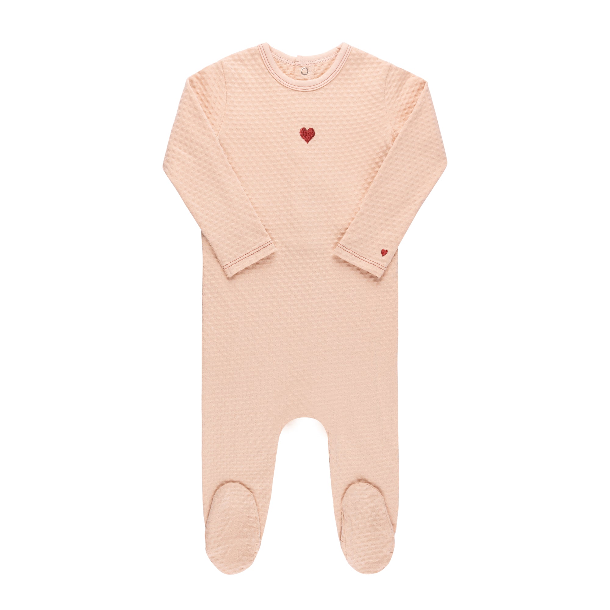 Pink Heart Embroidered Footie