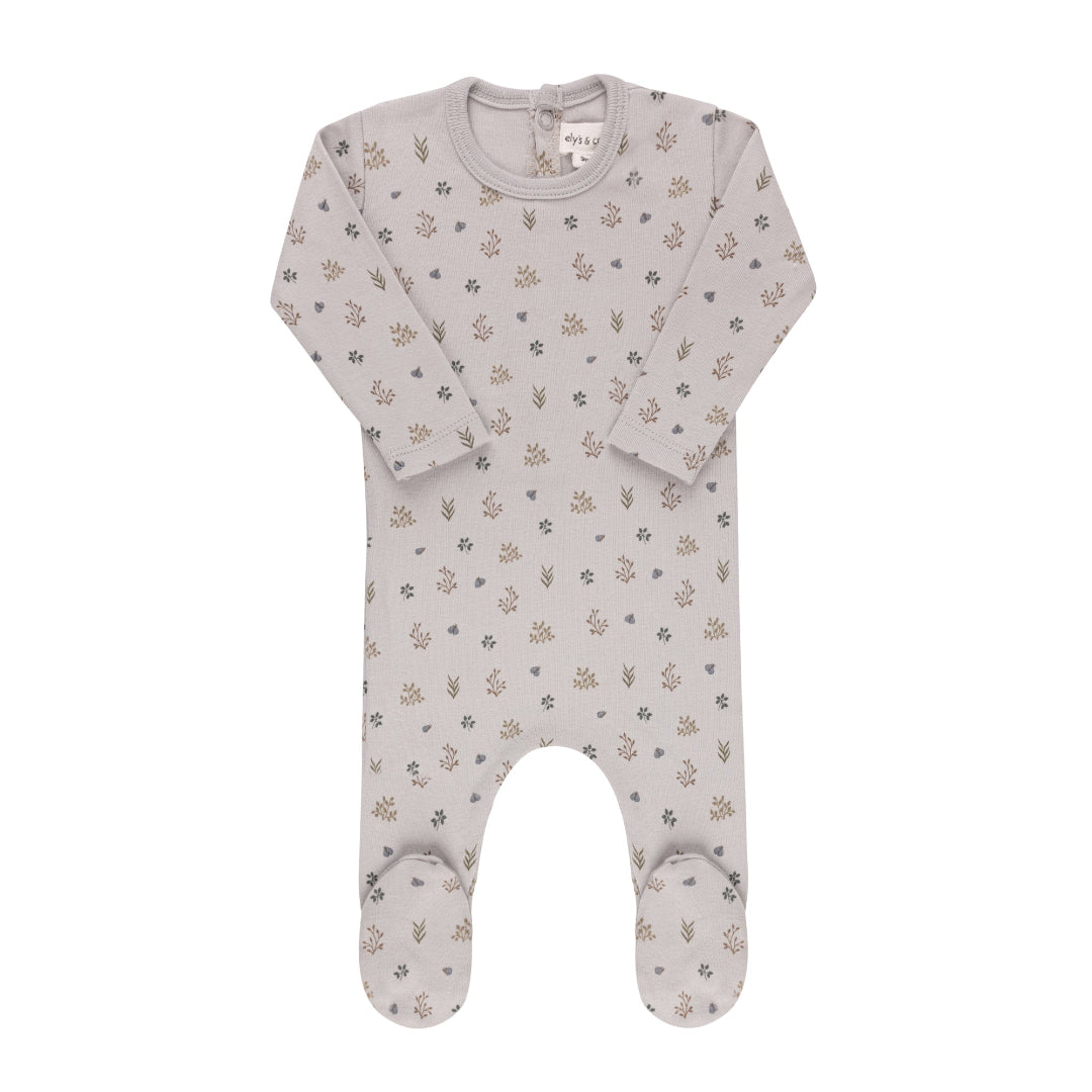 Blue Garden Floral Print Footie
