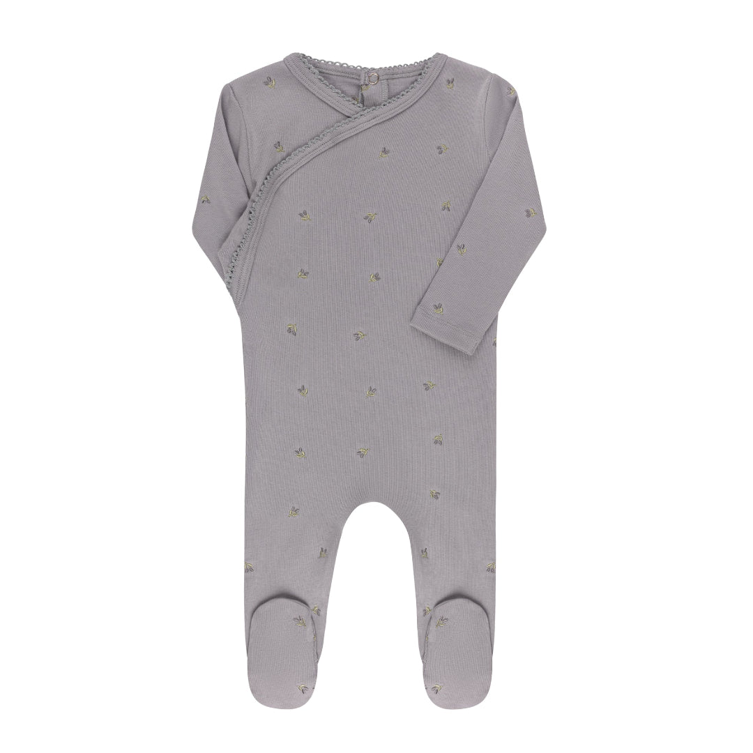 Blue Berry Embroidered Footie
