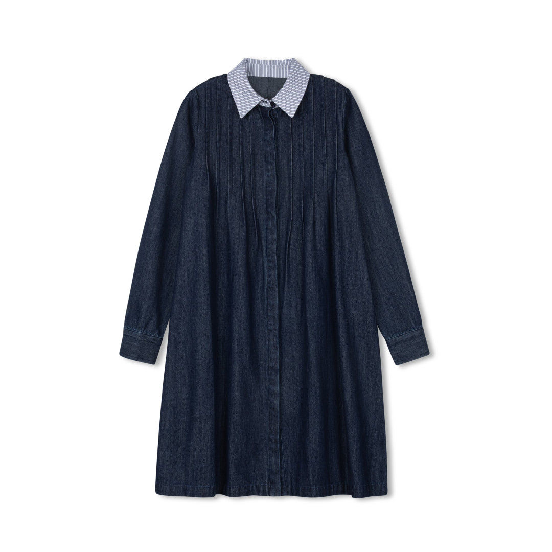 Denim Striped Collar Dress