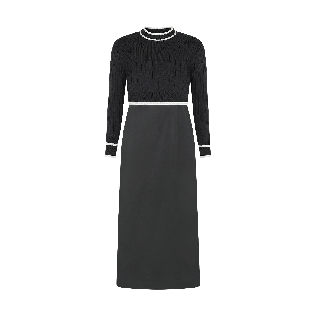 Pashmini Black Grace Knit Ribbed Overlay Set