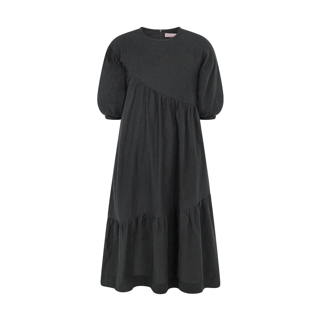 Pashmini Black Charlotte Diagonal Ruffle Maxi