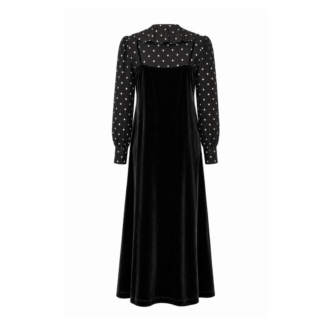 Black Scarlet Blouse and Velvet Teen Jumper Set