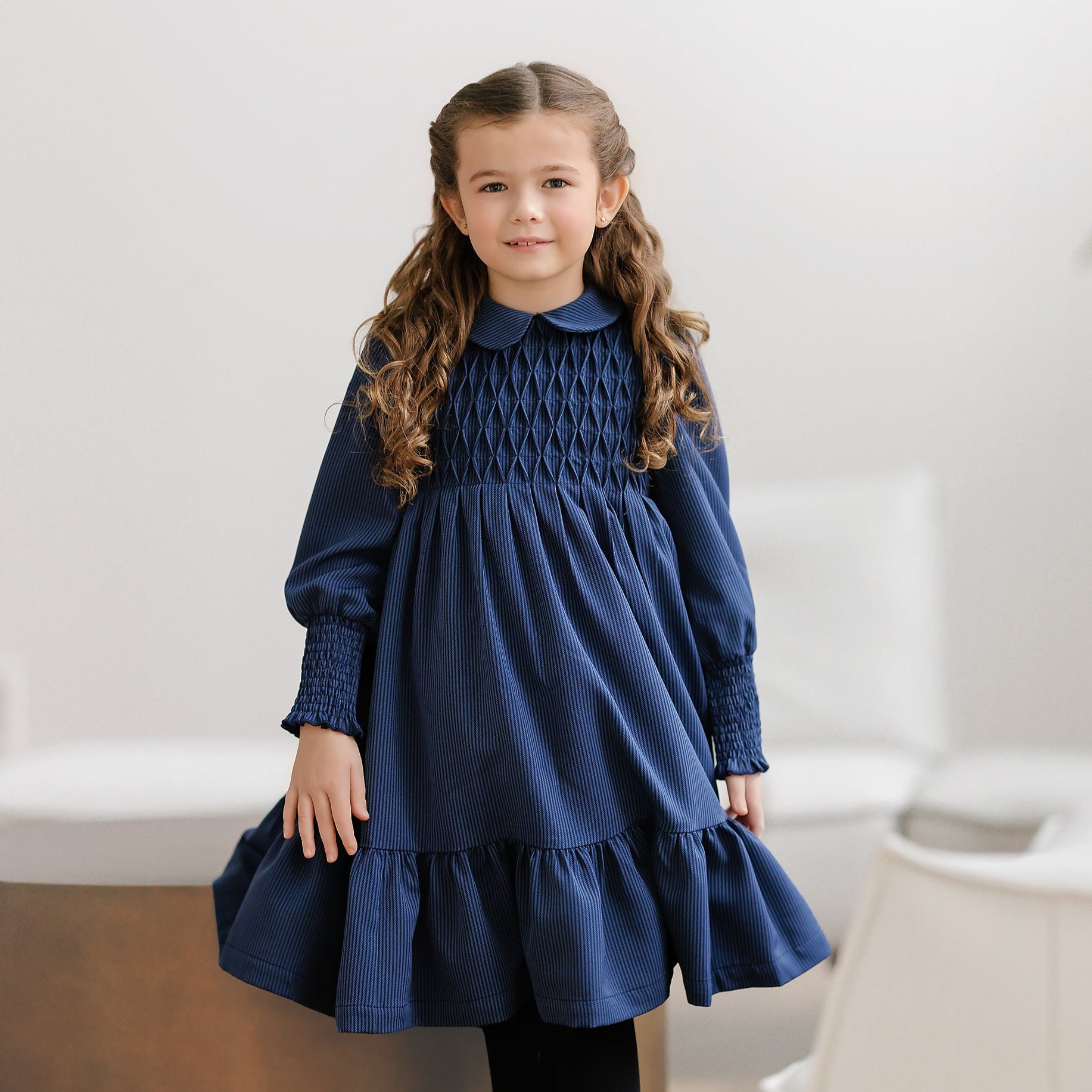 Blue Stripe Smocked Dress