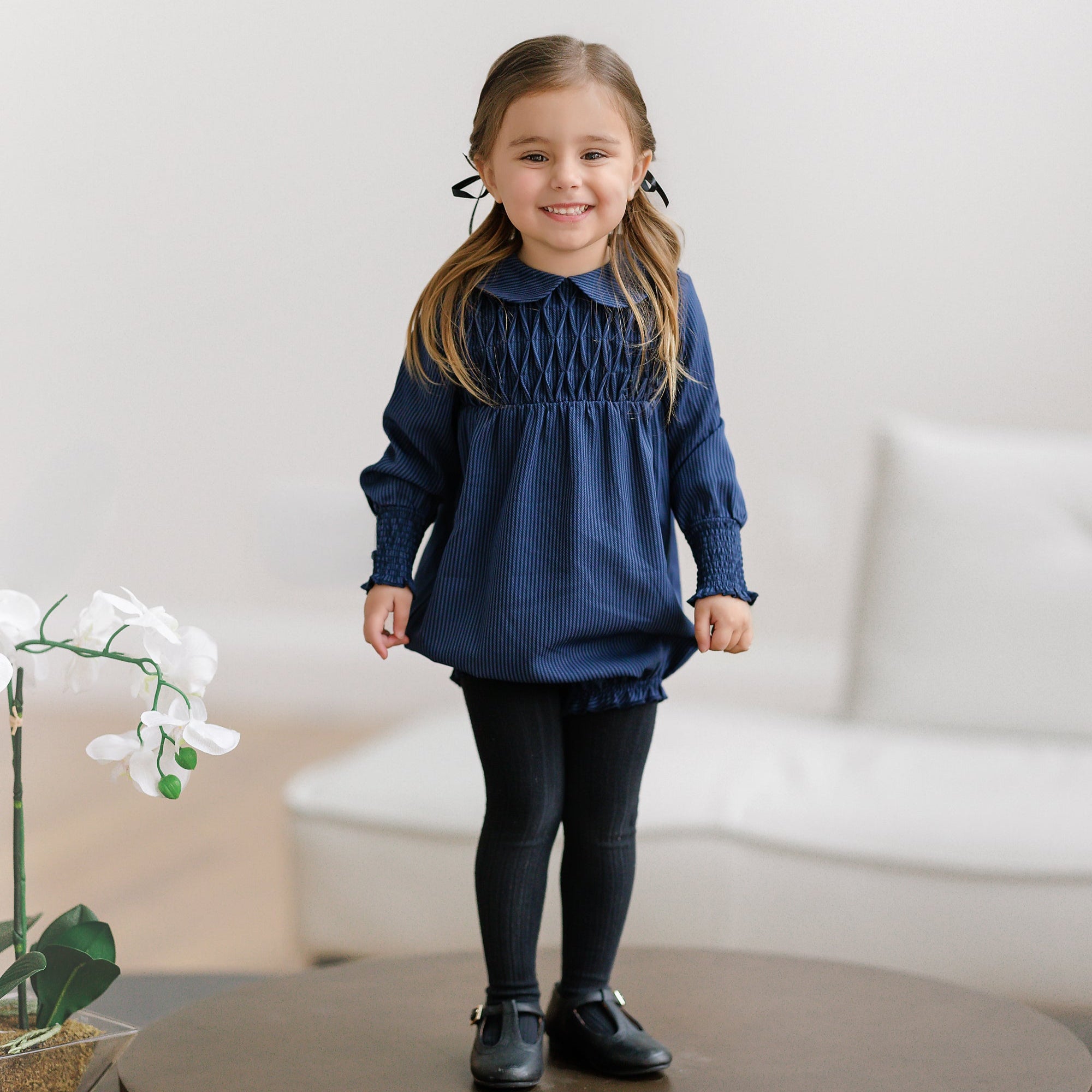 Blue Stripe Smocked Romper