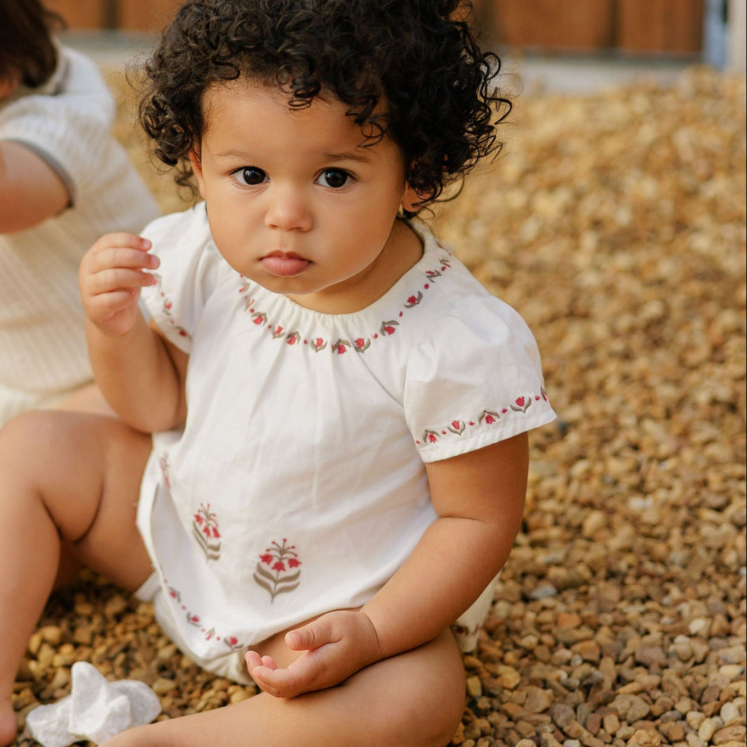 Ivory Embroidered Trim Collection 2Pc Set