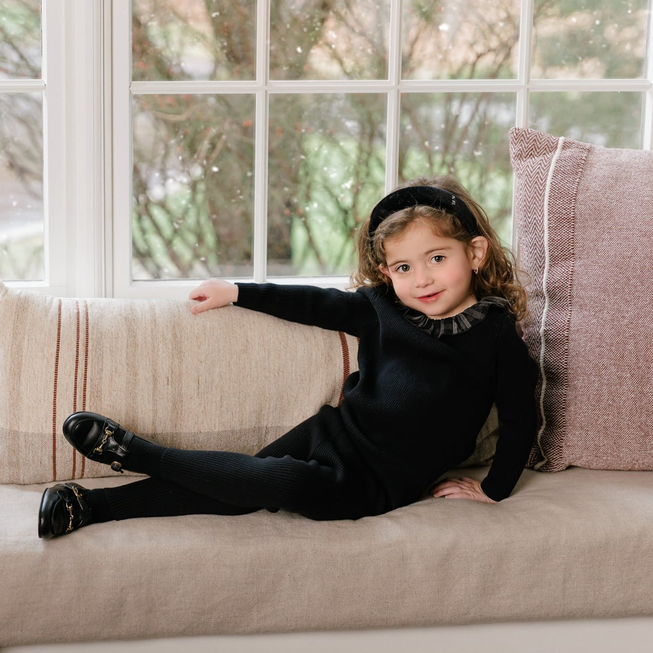 Black/Grey Plaid Baby Knit Set