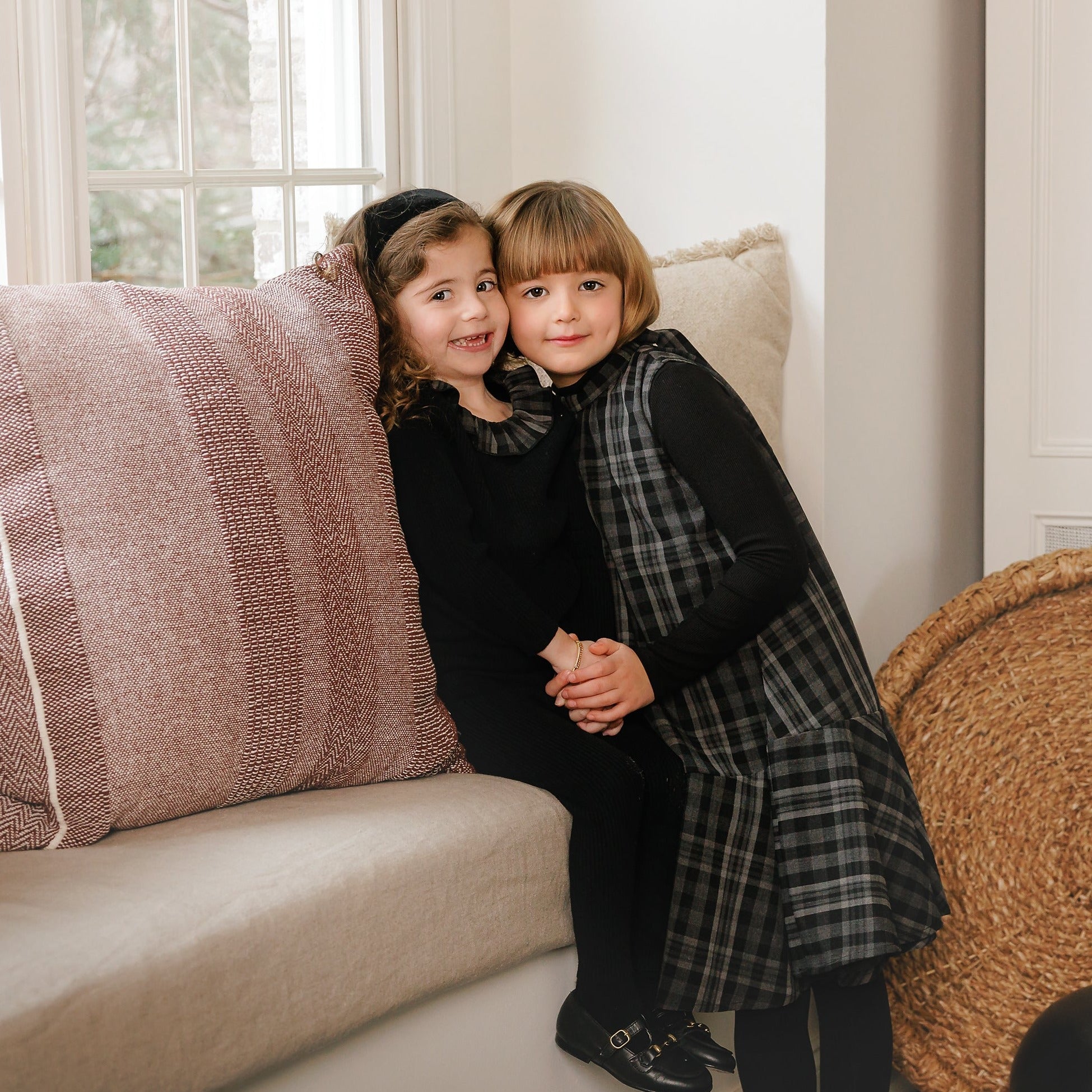 Black/Grey Plaid Baby Knit Set