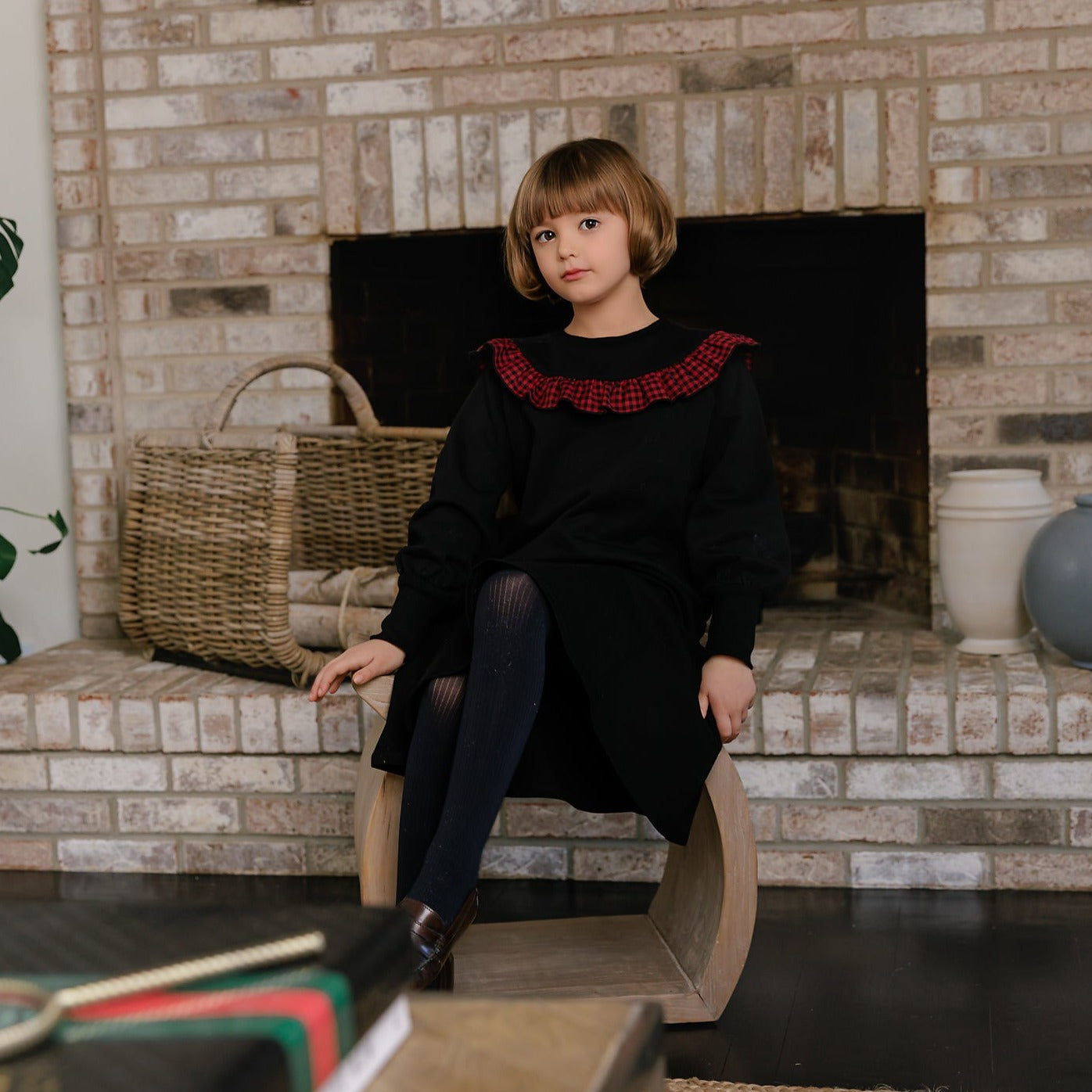 Gingham Ruffle Sweatshirt