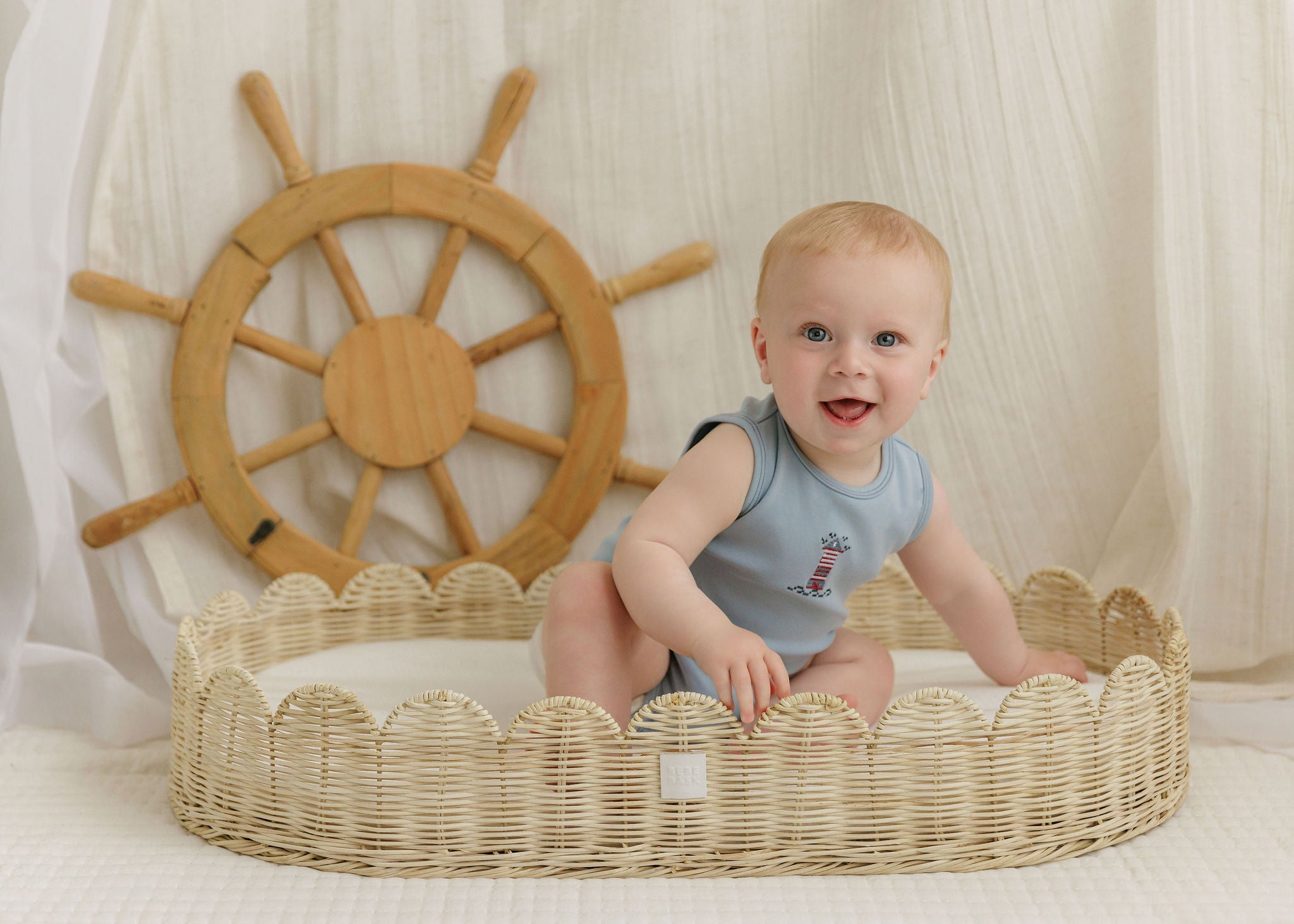 Blue Cotton Crossstich Lighthouse Collection Romper