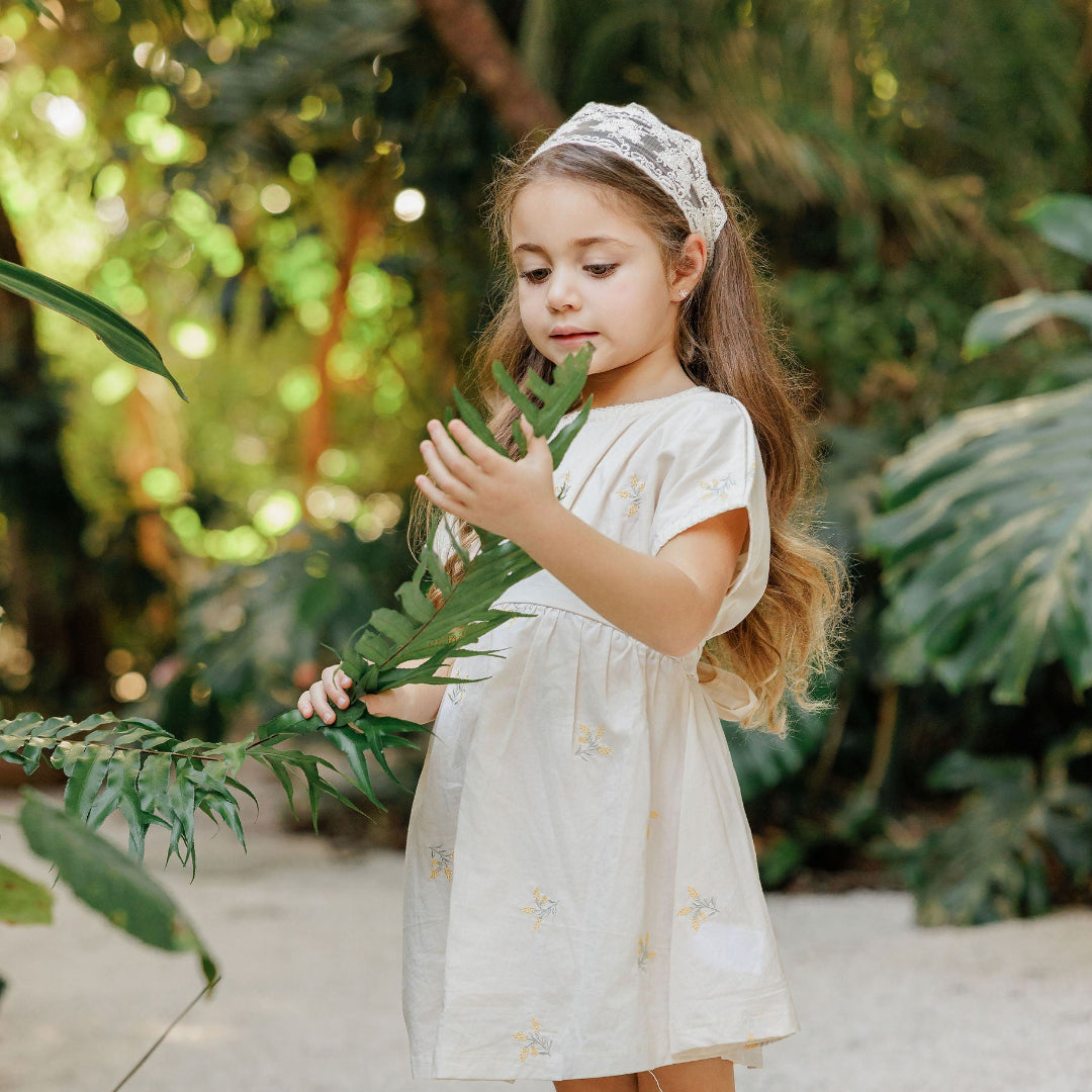 Ivory Floral Embroidered Collection S/S Dress