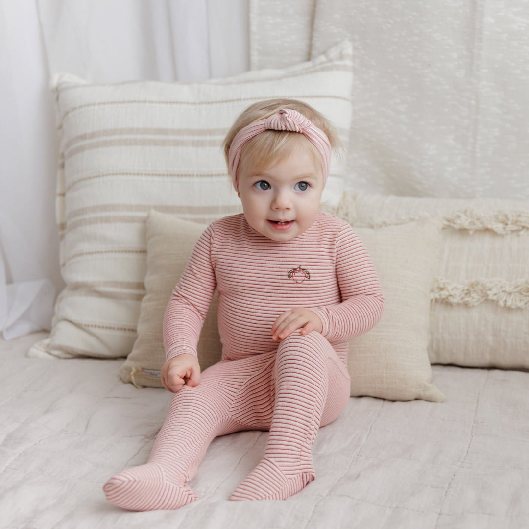 Pink Metallic Stripe Footie