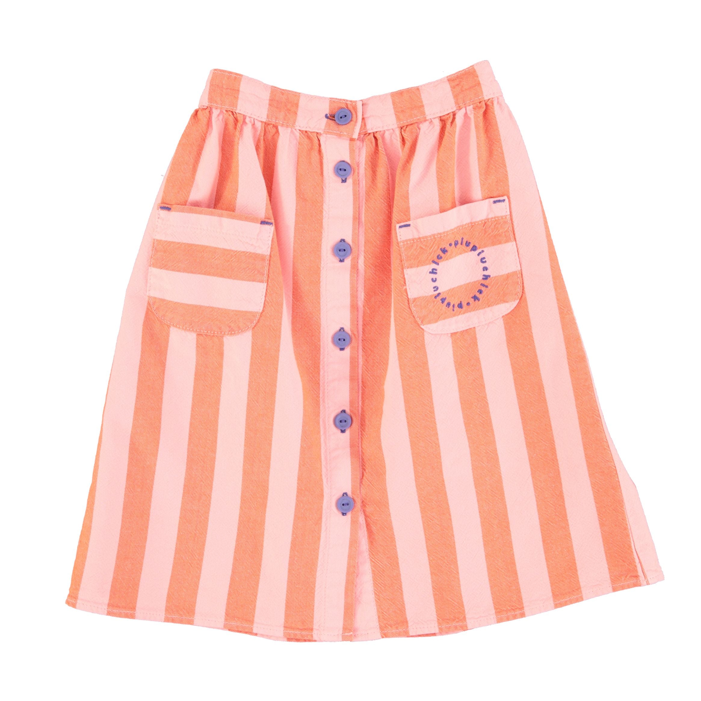 Orange/Pink Stripes Long Skirt w/ Pockets