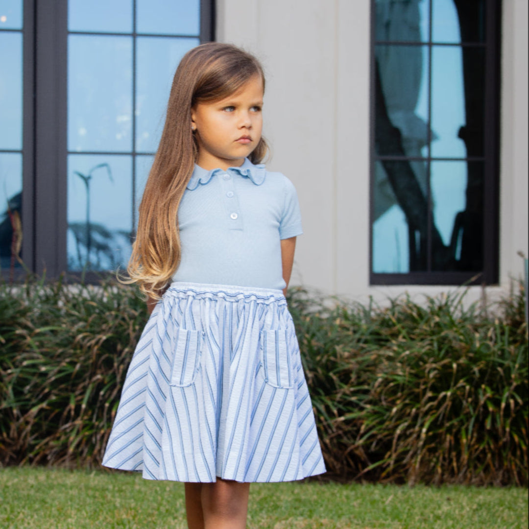 Pale Blue Ruffle Collar Sweater