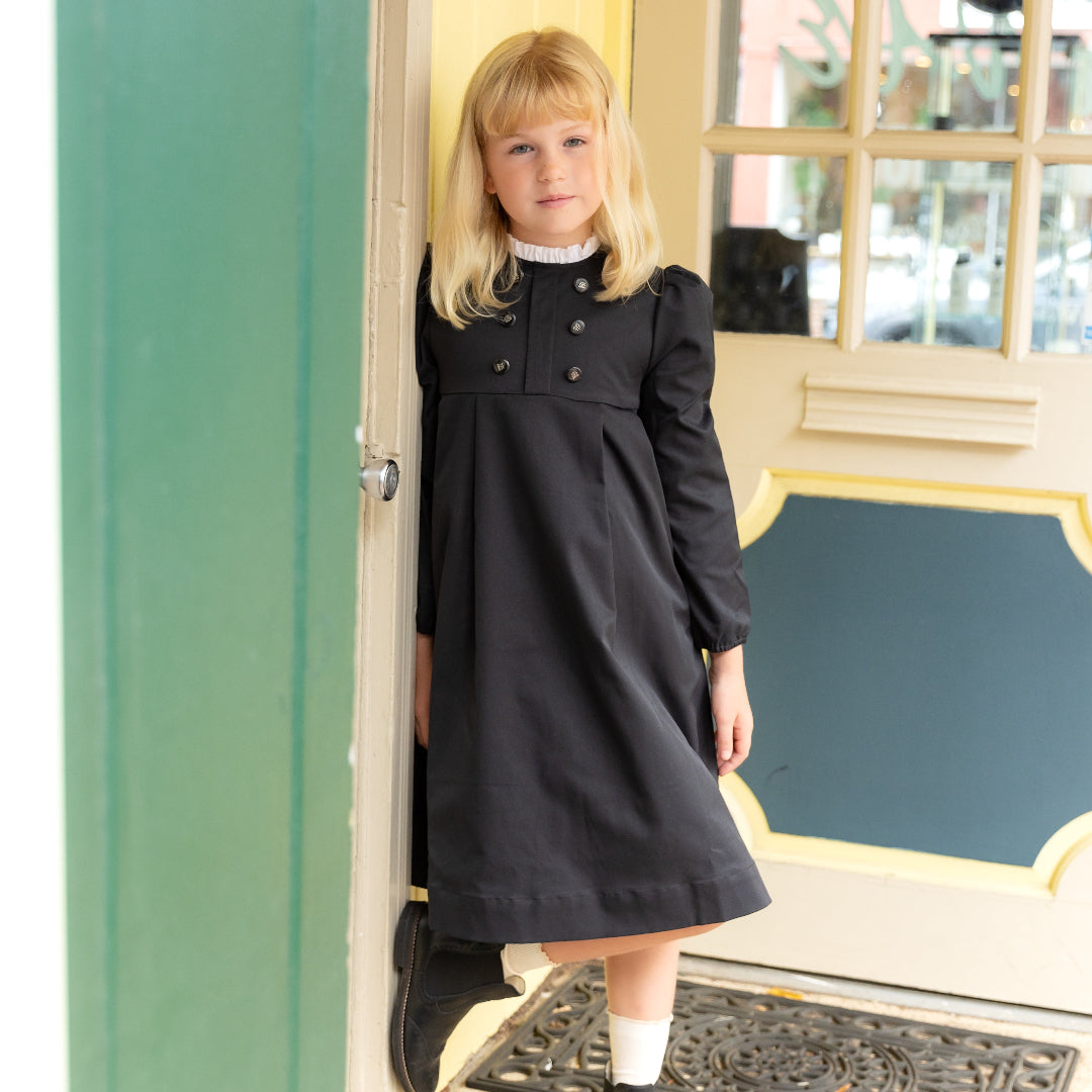 Black Taffeta Double Breasted Dress
