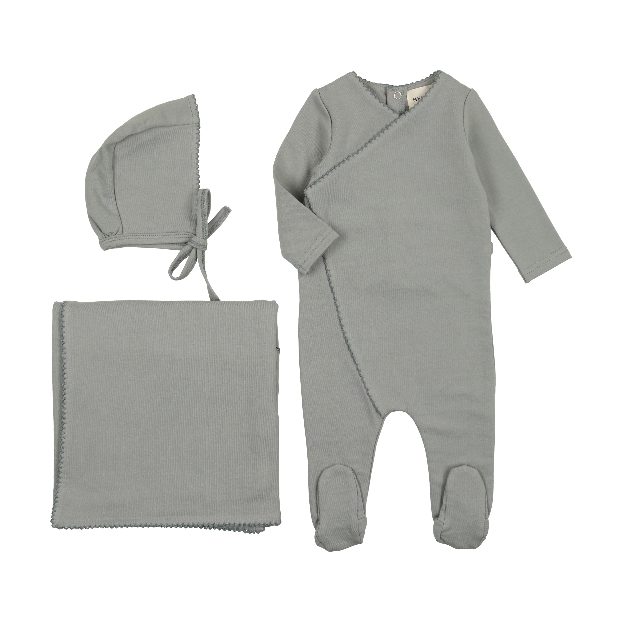 Powder Blue Picot Edge Layette Set
