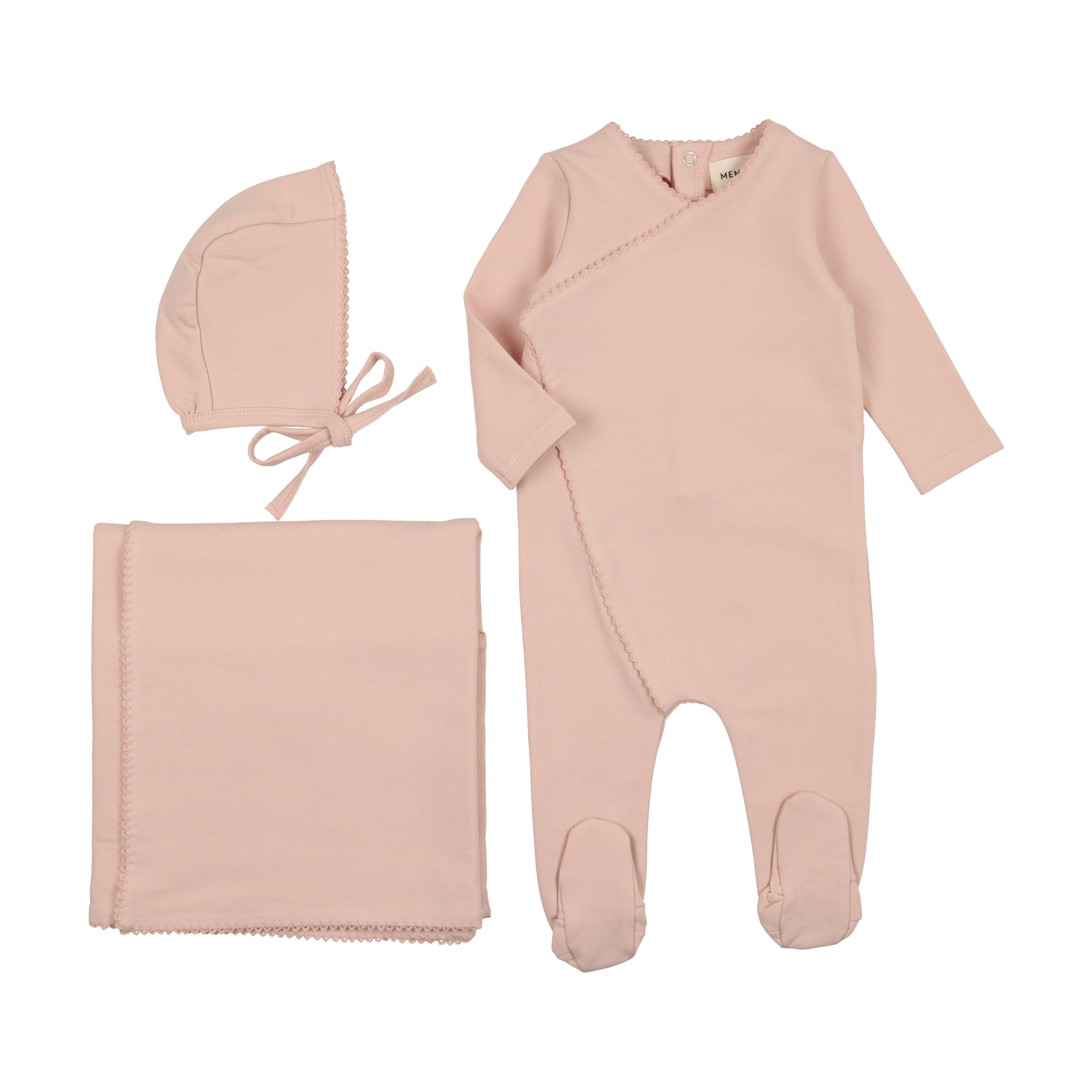 Old Rose Picot Edge Layette Set