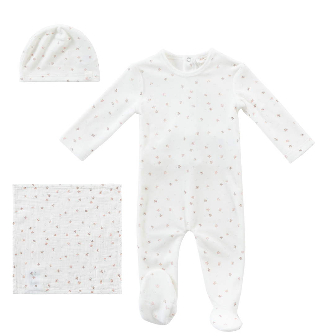 Pink Bud Velour Layette Set